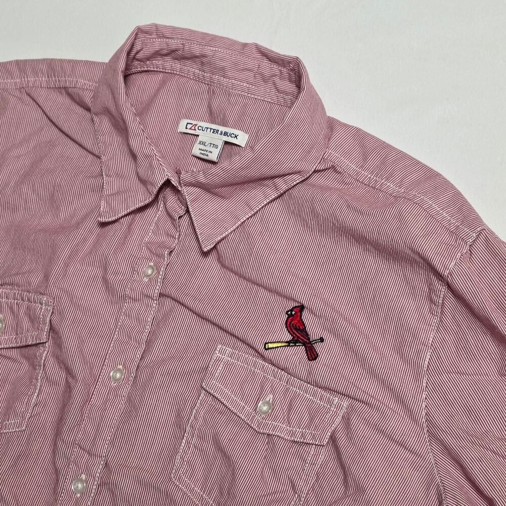 Cutter & Buck St. Louis Cardinals Striped Button Up Shirt Women's XXL Red White